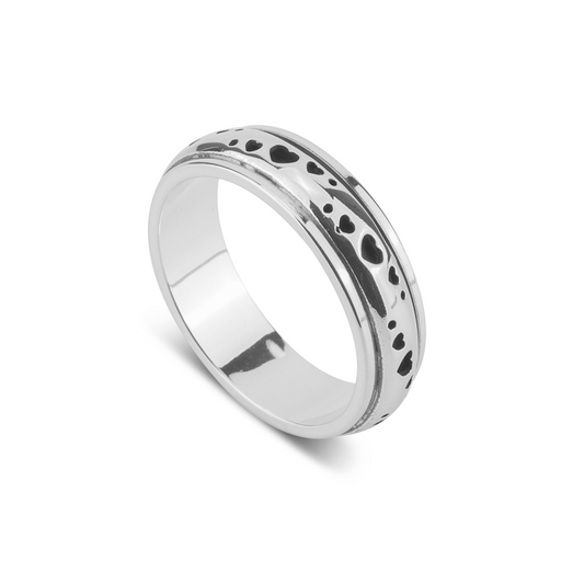 925 Sterling Silver Heart Spinning Anxiety Ring